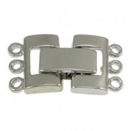 Metalen clip / vouw sluiting ± 20x11x4.5mm 2x3 oogjes Antiek zilver 
